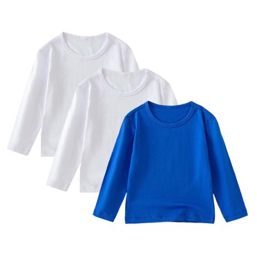 Gubotare Boys Undershirts Autumn and Winter Clothes for Boys and Girls Long Sleeve T Shirt Tops 3 PCS Size 11-12 (Blue,11-12 Years)