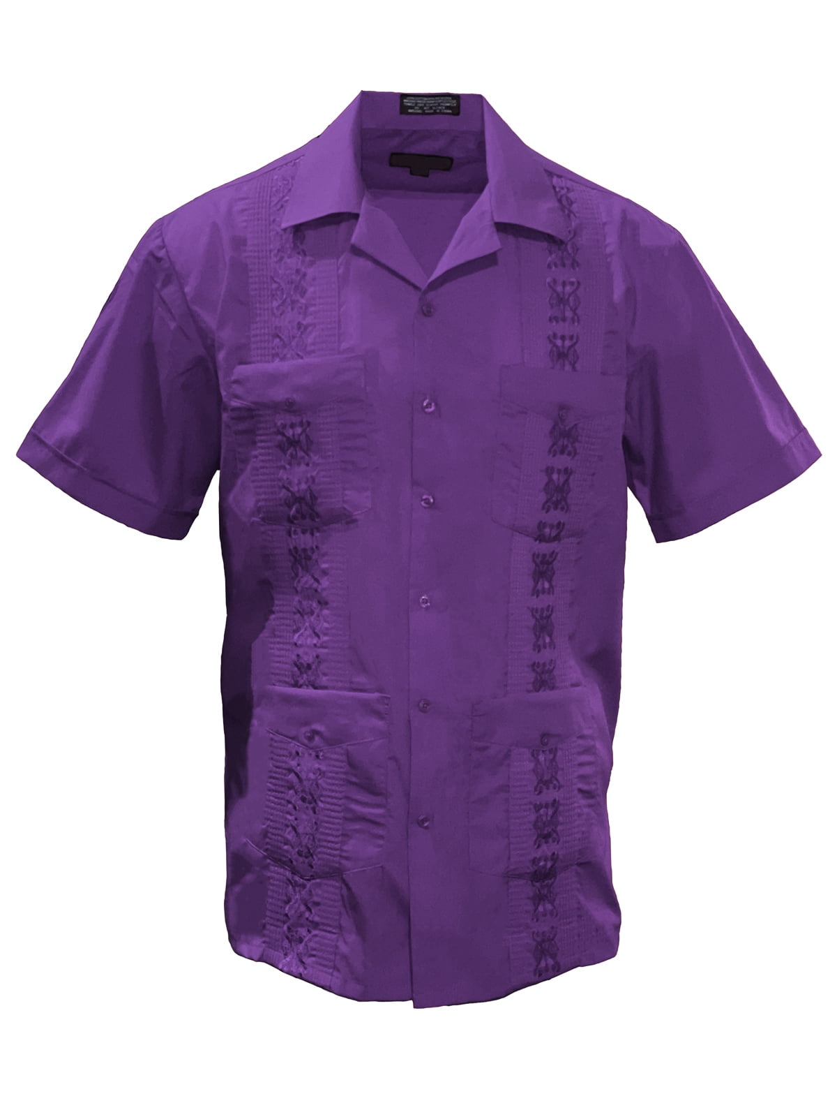 Gravity Threads Chemise d'Été Guayabera pour Homme - Violet - 4X-très Grand