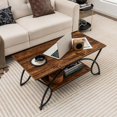 thumbnail image 3 of Giantex 2-Tier Modern Rectangular Coffee Table with One Coffee Table and User Manual, Rustic Brown/White/Dark Brown, 3 of 8