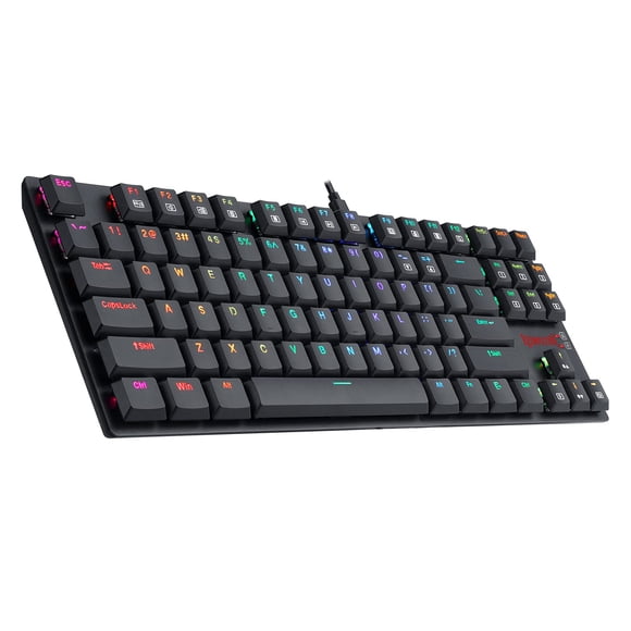 Refurbished Redragon K607 Mechanical Gaming Keyboard, Tenkeyless 87-Key, RGB LED Backlit, Low Profile, Dustproof Blue Switches