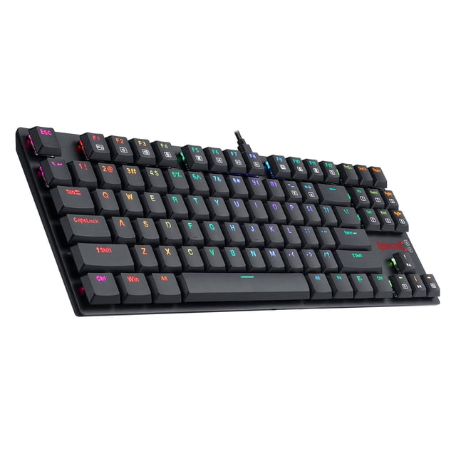 Refurbished Redragon K607 Mechanical Gaming Keyboard, Tenkeyless 87-Key, RGB LED Backlit, Low Profile, Dustproof Blue Switches