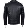 thumbnail image 2 of Black Biker Leather Jacket With Notched Lapels And Waist Belt Mens Black Leather Motorcycle Jacket Black Leather Riding Jacket Double Rider size S, 2 of 5