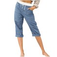 thumbnail image 1 of Cameland Pantalon Capri d'Été pour Femmes Pantalon Court en Coton et Lin pour Femmes Patchwork à Cordon Poches Pantalon, 1 of 5