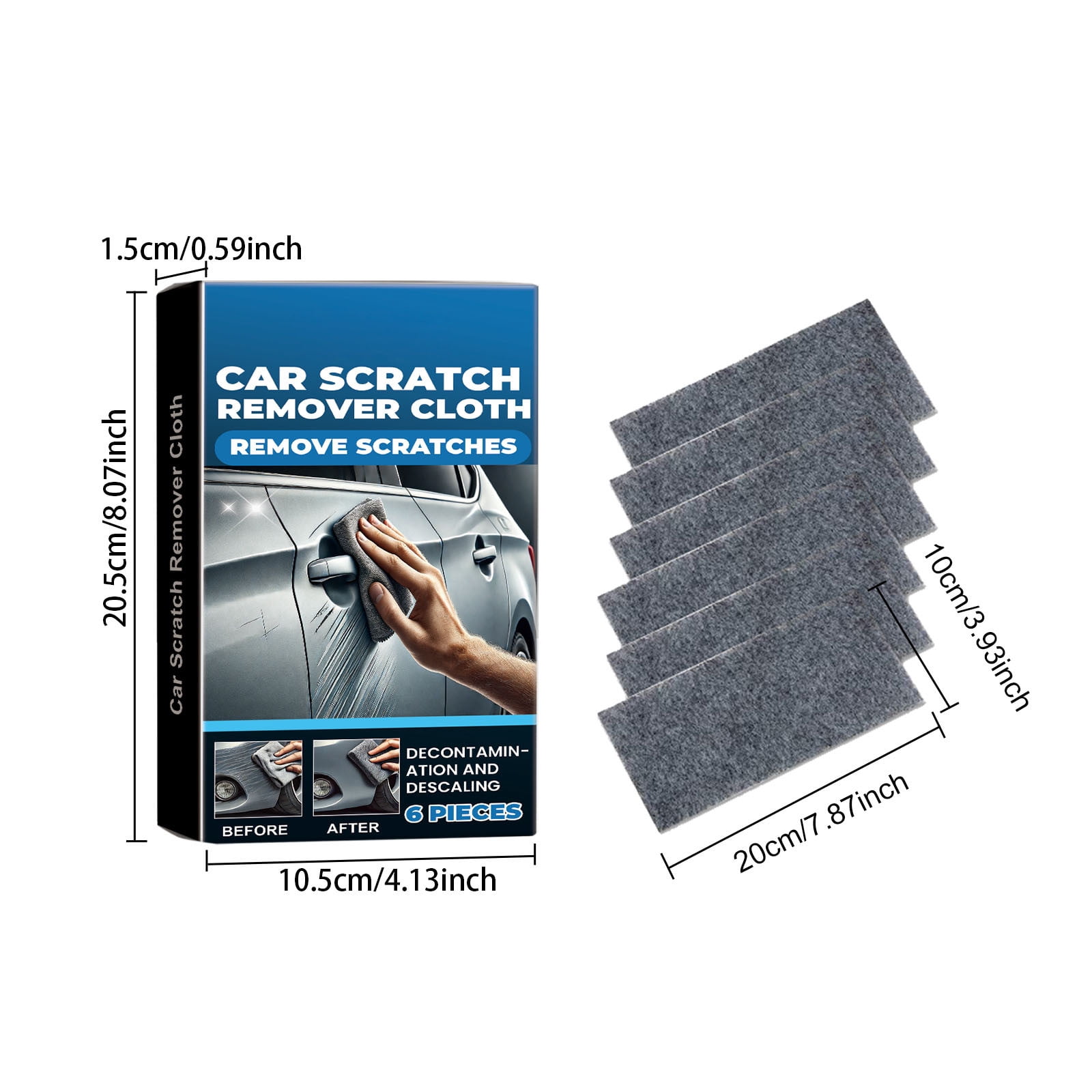 Disposable Auto Paint Scratch Repair Wipe Cloth, Universal Color Safe Car Surface Fine Scratch Remover Cleaning Accessory 6 Pack