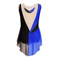 thumbnail image 2 of MSemis Kids Girls Shiny Diamond Color Block Mesh Splice Gymnastics Leotard Skating Jumpsuit Dance Royal Blue 12, 2 of 7