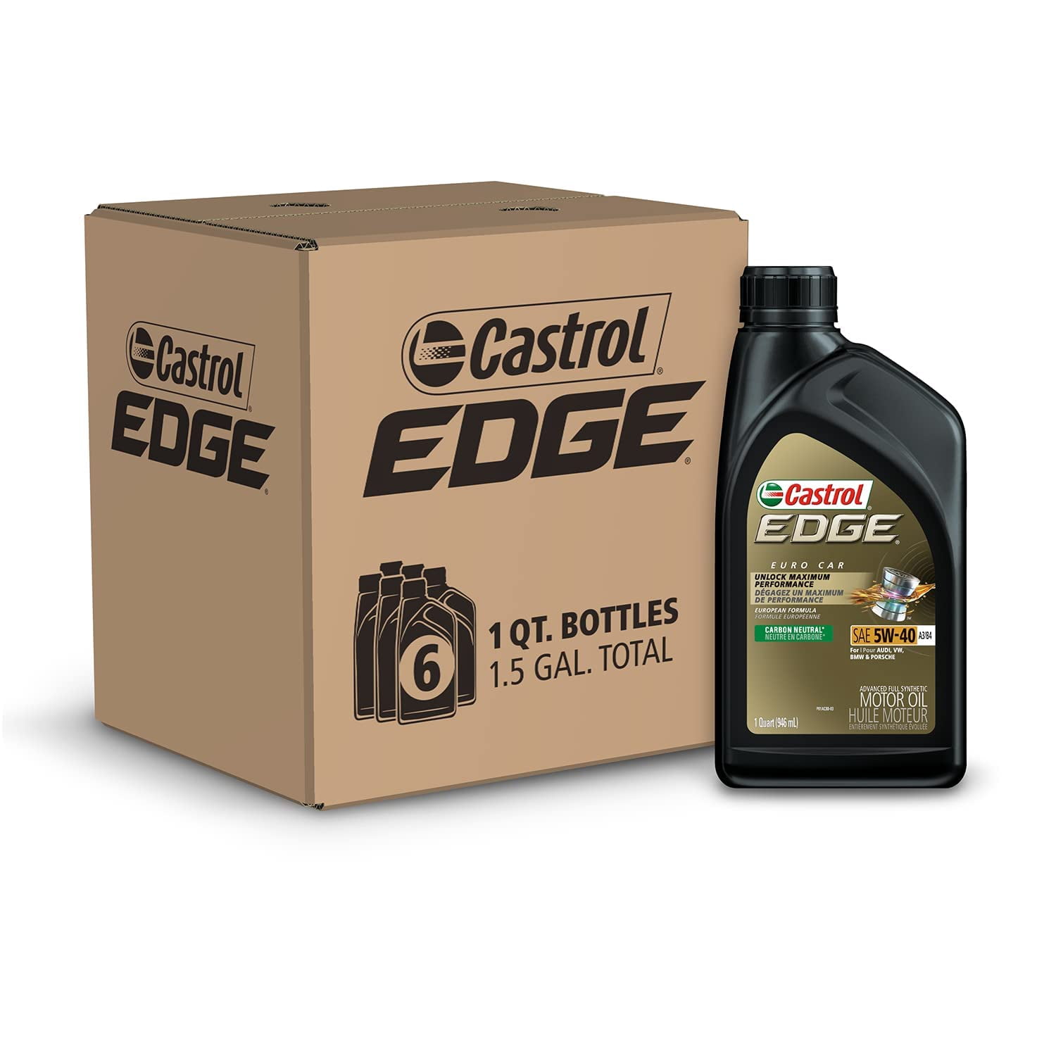 Castrol Edge Euro 5W-40 A3 B4 Full Synthetic Motor Oil 1 Quart
