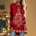 thumbnail image 2 of CEHVOM Chemises Décontractées à Manches Longues pour Femmes Chandail Tunique Ample Hauts Imprimé de Noël Blouse à Col Rond, 2 of 5
