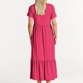 thumbnail image 4 of Robes pour Femmes 2024 Été Surdimensionnée Décontractée à Manches Courtes Col Rond Robe Décontractée Fluide à Étages Maxi de Plage avec Poches Rabais de 50 % Liquidation!, 4 of 5