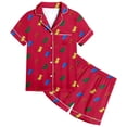 thumbnail image 1 of Baby Pajamas Flowery Pattern Printed Short Sleeve Button Down Shorts Outfits Teen Girl Clothes Red 2-3 Years, 1 of 4