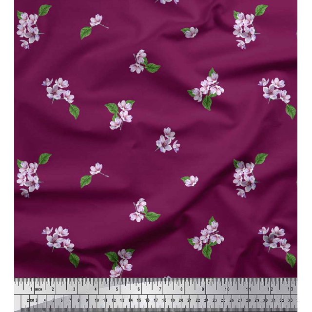 Soimoi Tissu Rayonne Feuilles & Azalia Imprimé Floral par la Cour 56 Pouces de Large