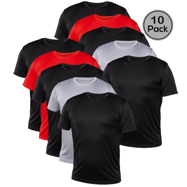 Blank Activewear Lot de 10 T-Shirts pour Hommes, Tissu de Performance à Séchage Rapide