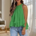thumbnail image 4 of Weiqiqre Women's Clothing Adjustable Tie Neckline Ruffle Hem Sleeveless Flowy Halter Tops, 4 of 7