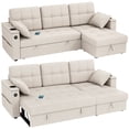 thumbnail image 1 of HOMCOM Sofa Bed, Pull Out Sleeper Couch with USB Ports, Chaise Storage, 1 of 10