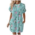 thumbnail image 1 of TJAZFJPA Robe Maxi à Manches Longues pour Femmes, Robe T-Shirt Douce à Manches Courtes, Tunique d'Été Décontractée, Robe Imprimée Ample avec Poches, Longues Robes d'Été pour Femmes, Robe Trapèze, 1 of 6