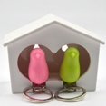 thumbnail image 2 of MasteelfCA White Birdhouse with 2 Whistle Pink Green Sparrow Key Ring Holder, 2 of 7