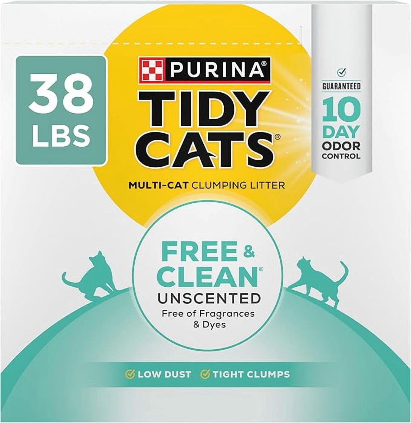 Purina Tidy Cats Clumping Cat Litter, Free & Clean Unscented Multi Cat Litter - 38 lb. Box