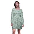 thumbnail image 1 of Bimba Robe Midi à Manches Longues Imprimé Floral Feuilles Vertes & Oiseau Flowerpecker pour Femmes-Moyen, 1 of 7