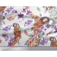 thumbnail image 3 of Soimoi Orange Japan Crepe Satin Fabric Floral,Insect & Parrot Bird Printed Fabric 1 Yard 42 Inch Wide, 3 of 3