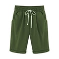 thumbnail image 1 of Pisexur Womens Shorts 2024 Cotton Linen Drawstring Solid Color Gym Workout Shorts Summer Comfy Elastic Waisted Shorts Plus Size Lounge Shorts Casual Beach Knee Length Shorts with Pockets,S-6XL, 1 of 3