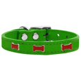 thumbnail image 1 of Red Bone Widget Genuine Leather Dog Collar Emerald Green 10, 1 of 1