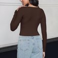 thumbnail image 4 of Yuyuzo Crop Tops for Women Ribbed Knit Long Sleeve Scoop Neck Casual Fall Basic Going out Tops, 4 of 7