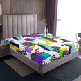thumbnail image 3 of Erosebridal Colorful Geometric Bed Sheets Set King Size, Square Rectangle Bed Sheets King, Leopard Print Decor, 3 of 6
