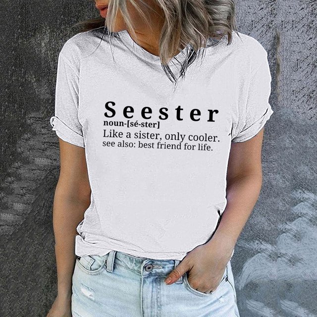 LSLJS Women's Funny Printed Pattern Casual Fashion Soild Color Short Sleeve Tops Blouse