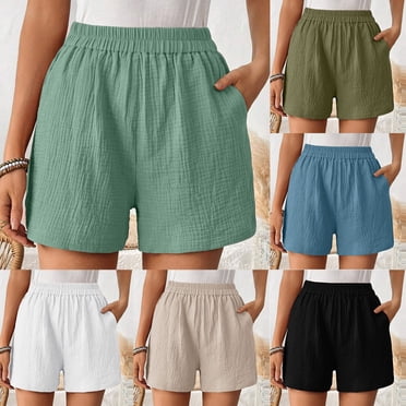 Gspmoly Shorts de Bain pour Femmes, Pantalon Vintage Décontracté pour Femmes Couleur Shorts à Poches Shorts Grande Taille pour Femmes Offres Prime Vert Armée G