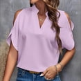 thumbnail image 2 of FAIWAD Summer Tops for Women Off The Shoulder V Neck Shirts Solid Color Going Out Blouses, 2 of 3