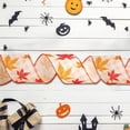 thumbnail image 1 of Halloween Theme Decoration Ribbon with Pumpkin Maple Leaf, Faux Linen Woven Ribbon for Holiday Party, DIY Gift Wrapping Bow Making Supplies, 1 of 9
