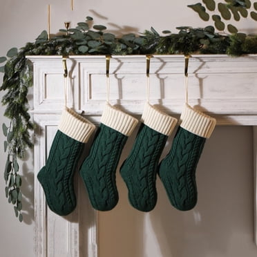 Riforla Décorations de Noël Chaussettes de Noël Sac-Cadeau Bonbons pour Enfants Intérieur Famille Fête de Noël Xmas Déco de Noël Bas Tricotés Suspendus Déco Maison Vert
