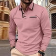 thumbnail image 3 of QIPOPIQ Polo pour Homme à Manches Longues Mode Col à Rayures Diagonales T-Shirt Classique Décontracté Liquidation, 3 of 10
