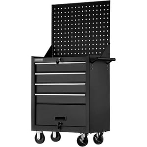 Outil Organisateur Boîte / Boîte à outils Outil Coffret lourd Chariot acier Rolling Tool Box 5 Cartouche de tiroirs, coffre à outils professionnel avec tiroirs verrouillables et panneau arrière, boîtes de rangement d'outils noirs