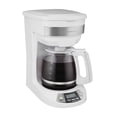 thumbnail image 1 of Hamilton Beach 12 Cup Programmable Drip Coffee Maker Machine, Regular & Bold Brew Options, Auto Pause and Pour, Glass Carafe, White (46294J), 1 of 9