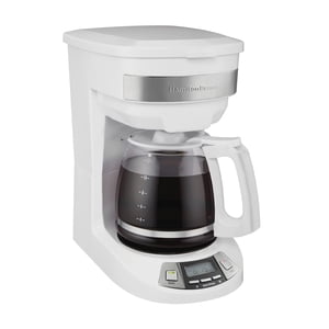 Hamilton Beach 12 Coupe programmable Drip Machine à café, Régulière & Options de Brewold, Auto Pause et Pour, Carafe en verre, Blanc (46294J)