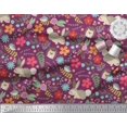 thumbnail image 2 of Soimoi Cotton Duck Fabric Floral,Rabbit & Porcupine Cartoon Print Fabric by The Yard 56 Inch Wide, 2 of 3