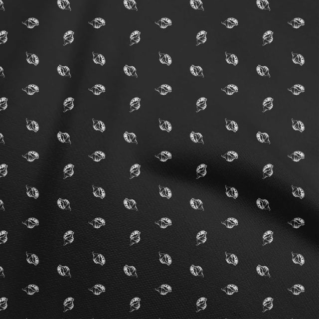 oneOone Georgette Viscose Black Fabric Sea Shells Sewing Craft Projects Fabric Prints By Yard 42 Inch Wide