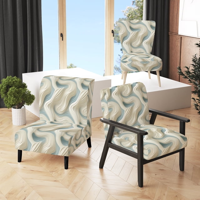 Designart "Simply Sculptural" Beige Abstract Upholstered Accent Chair - Modern Arm Chair For Bedroom