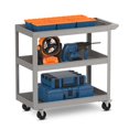 thumbnail image 1 of Costway 3-Tier Metal Utility Cart 400 lbs Storage Service Trolley Tool Storage Gray, 1 of 10