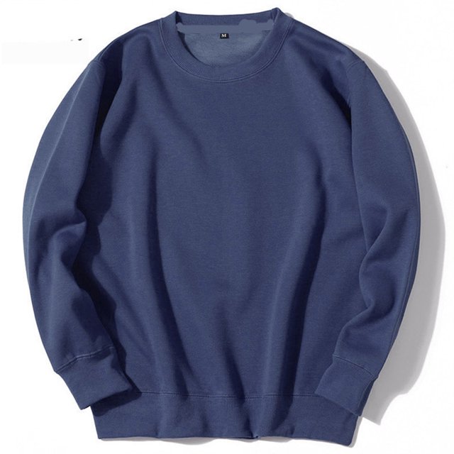 RXIRUCGD Chandail de Sport pour Homme à Col Rond, Chandail Molletonné à Enfiler à Manches Longues, Uni, Bleu Marine, Taille : TG