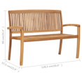 thumbnail image 4 of vidaXL 2-Seater Stacking Garden Bench 128.5 cm Solid Teak Wood, 4 of 4