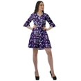thumbnail image 3 of Moomaya Poly Crepe Casual Dresses Women Printed V Neck Drawstring Mini Dress, 3 of 4
