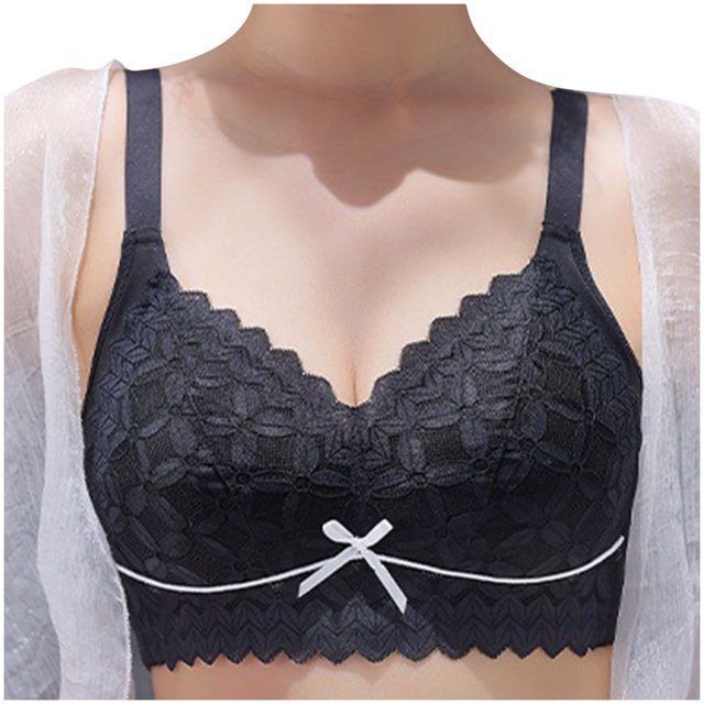 Timegard Wireless Bras for Women Lace Bowtie Full Coverage Adjustable Strap Comfortable Everyday Bras