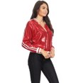 thumbnail image 3 of Veste Bomber à Paillettes à Rayures pour Femmes à Manches Longues avec Fermeture Éclair Frontale, 3 of 5