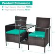thumbnail image 4 of Costway Ensemble de Conversation en Rotin pour Patio Canapé Coussiné Causeuse Table en Verre, 4 of 9