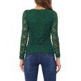 thumbnail image 3 of INSPIRE CHIC Blouse en Dentelle Transparente à Broderie Florale pour Femme, Col Rond, Manches Longues, m Vert Foncé, 3 of 6