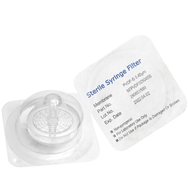 Filtres de Seringue Stériles PVCDF Diamètre 25 mm Taille des Pores 0.45 um Emballés Individuellement 10/pk par Biomed Scientific PVC 25mm 0.45m 10 Pcs