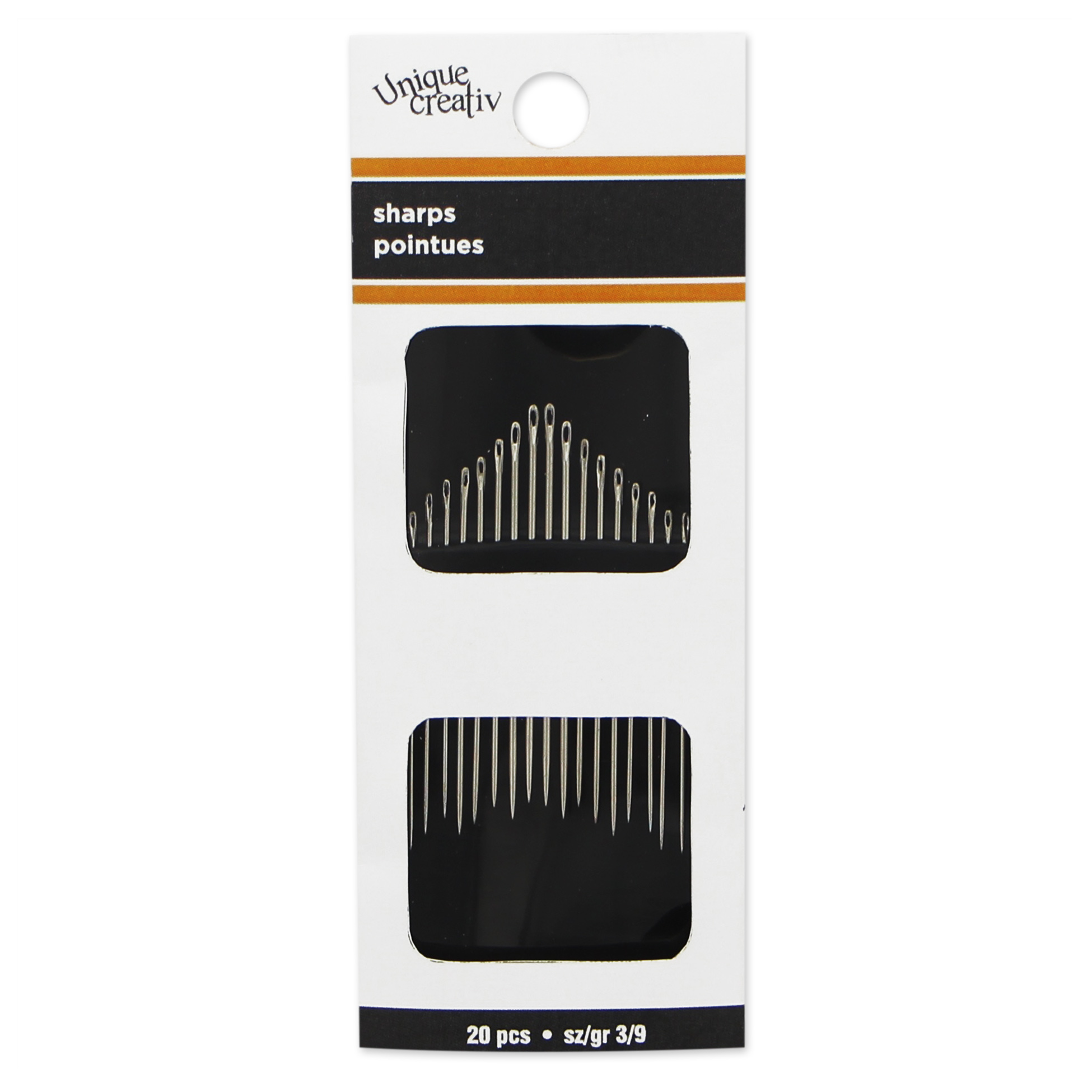UNIQUE SEWING aiguilles à coudre pointues, tailles assorties 3/9, paquet de 20