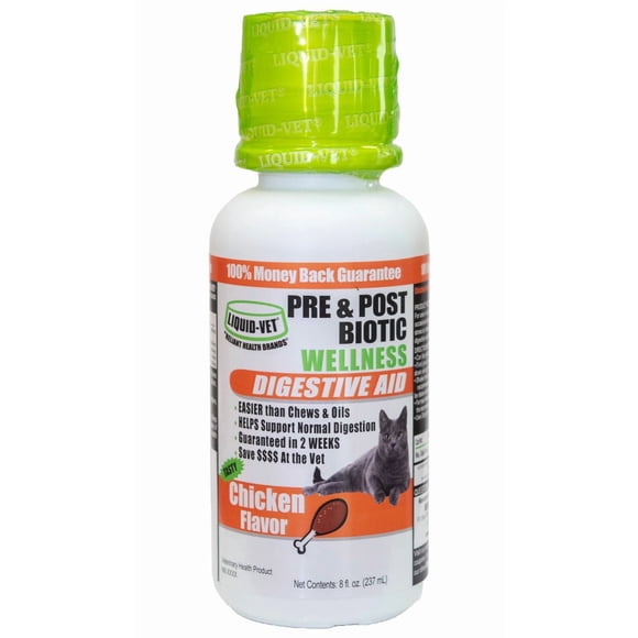 Liquid-Vet® Feline Digestive Wellness Pre & Postbiotic Supplement, Chicken Flavor, 8 fl oz / 237 mL