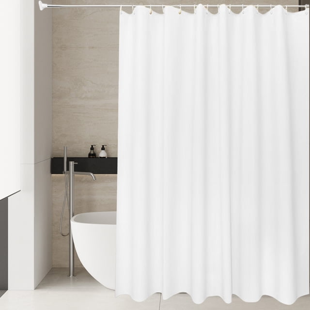 Maplenight Solid Color Shower Curtain Liner 79 x 71 Inch Waterproof Fabric Bathroom Curtain With Hooks Simple Modern Design For Tub Toilet Closet Polyester Washable Extra Long White
